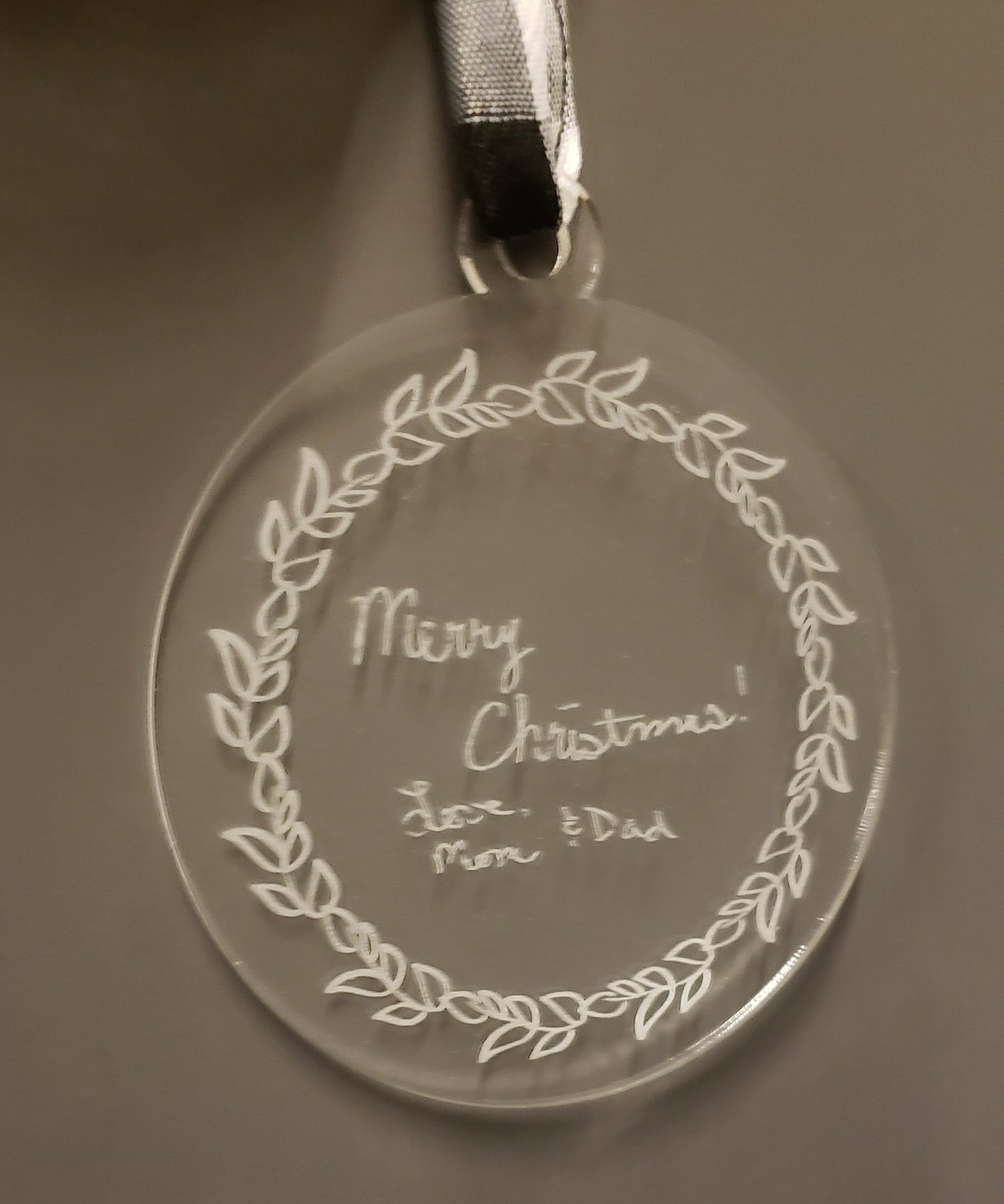 Handwritten Note Christmas Ornament, Clear Acrylic