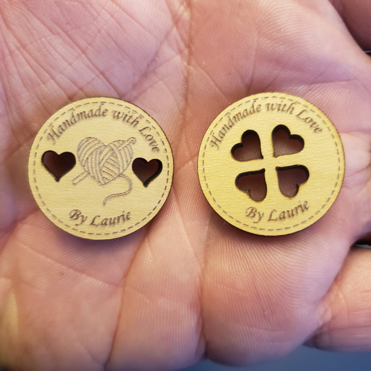 Personalized Handmade with Love Buttons Set for Clothing Labels Gift for Mother Grandma Knitting Crocheting Lovers