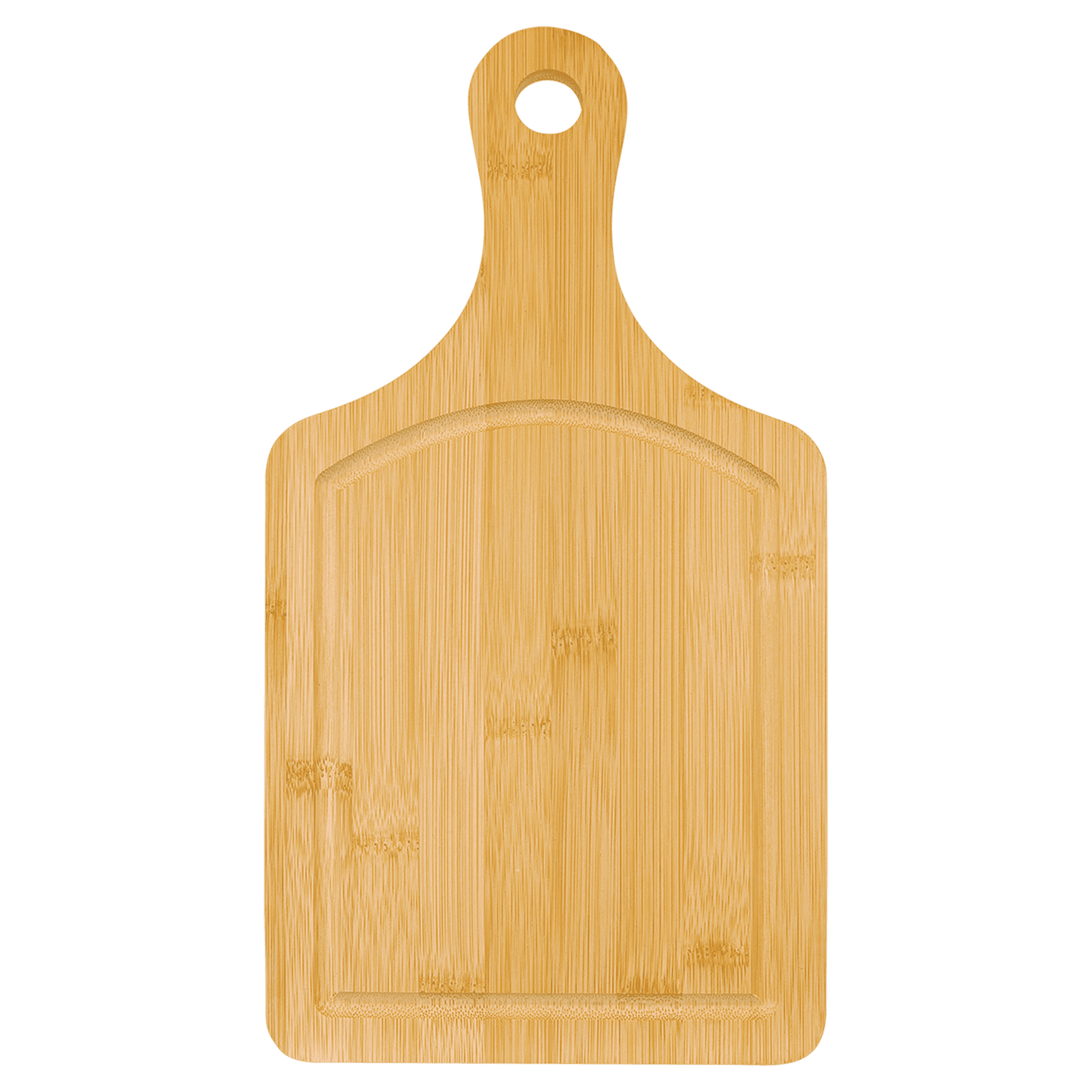 Recipe Cutting Board, 13 1/2" x 7" Bamboo Cutting Board Paddle Shape with Drip Ring