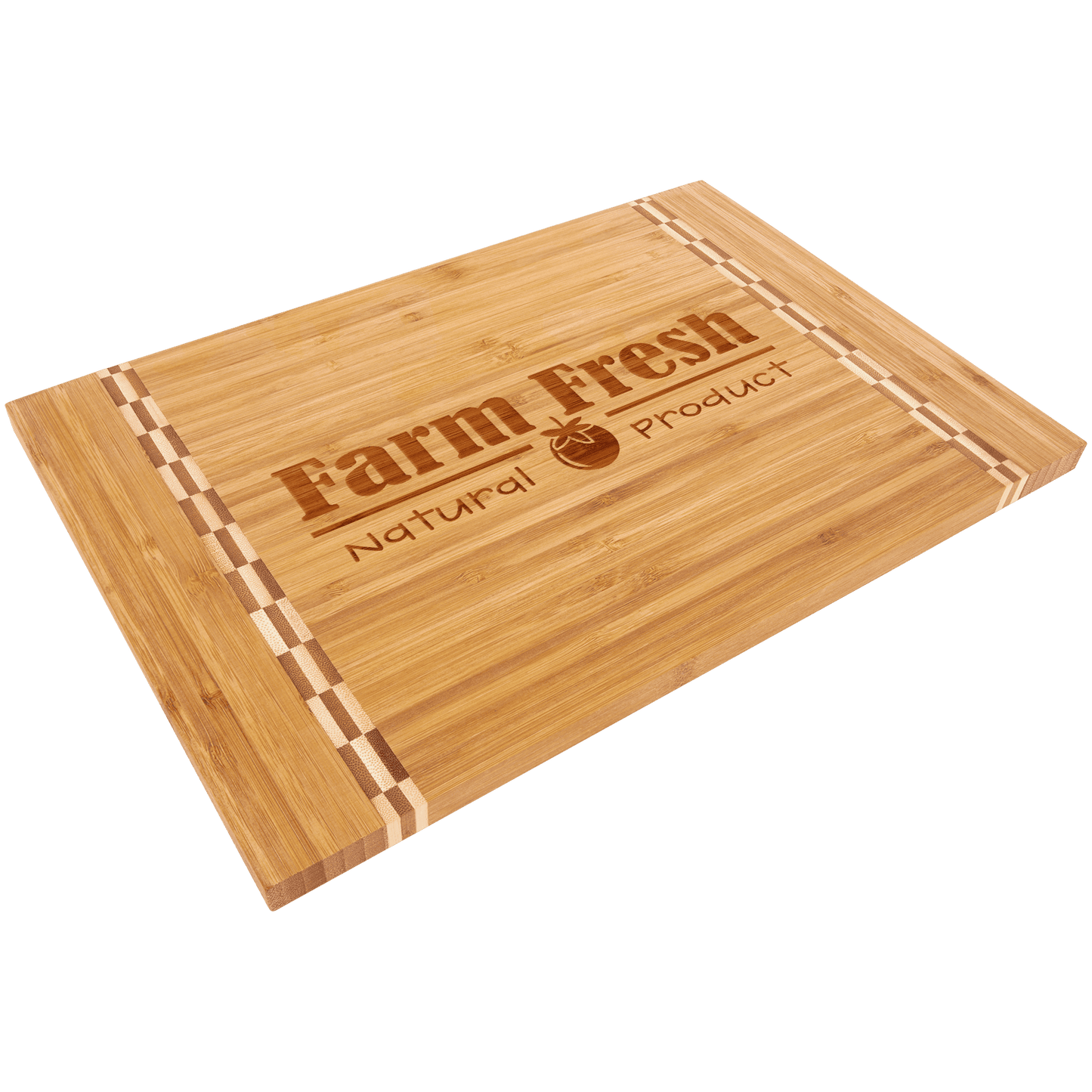 Monogrammed Bamboo Cutting Board with Butcher Block Inlay, 15" x 10 1/4"