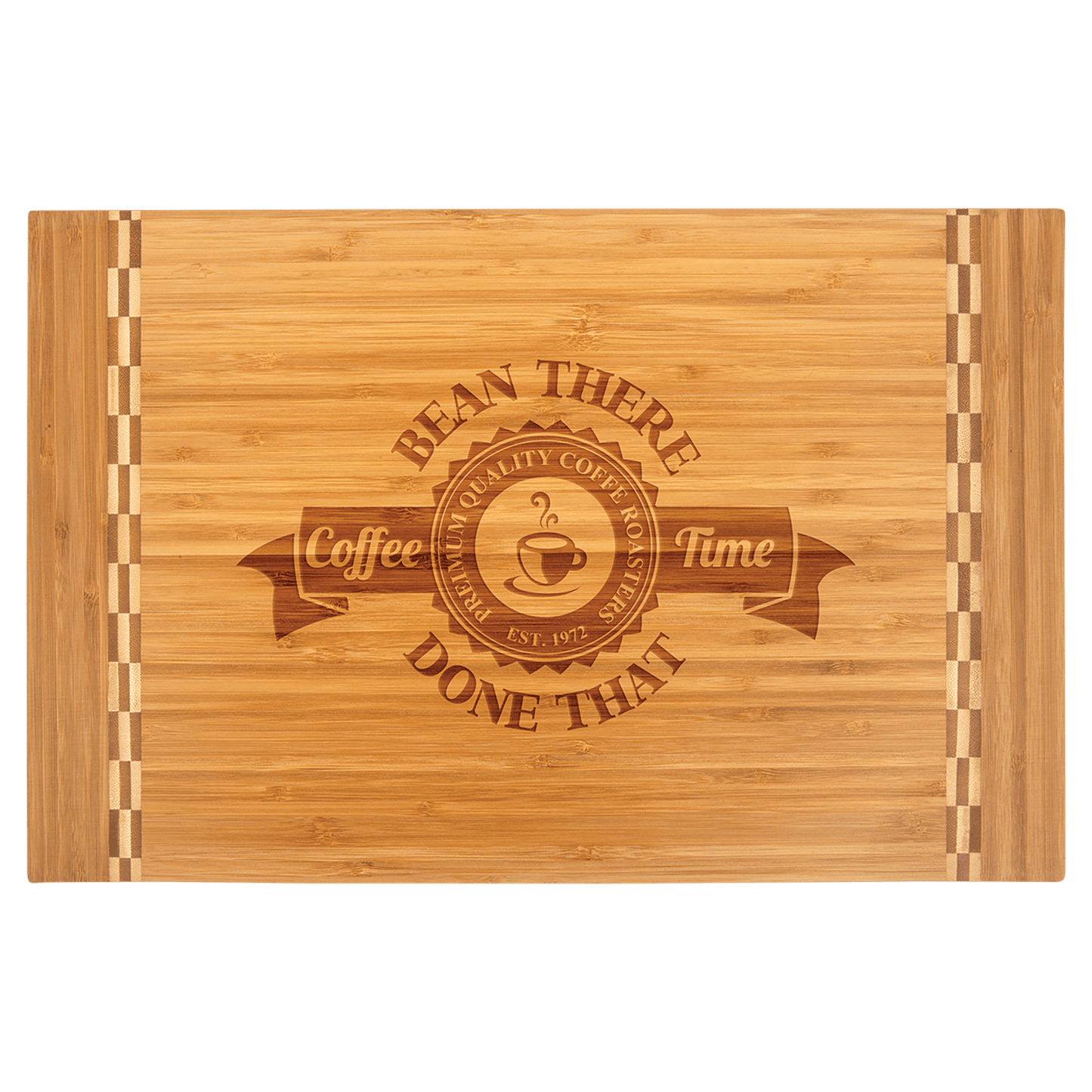 Monogrammed Bamboo Cutting Board with Butcher Block Inlay, 18 1/4" x 12"