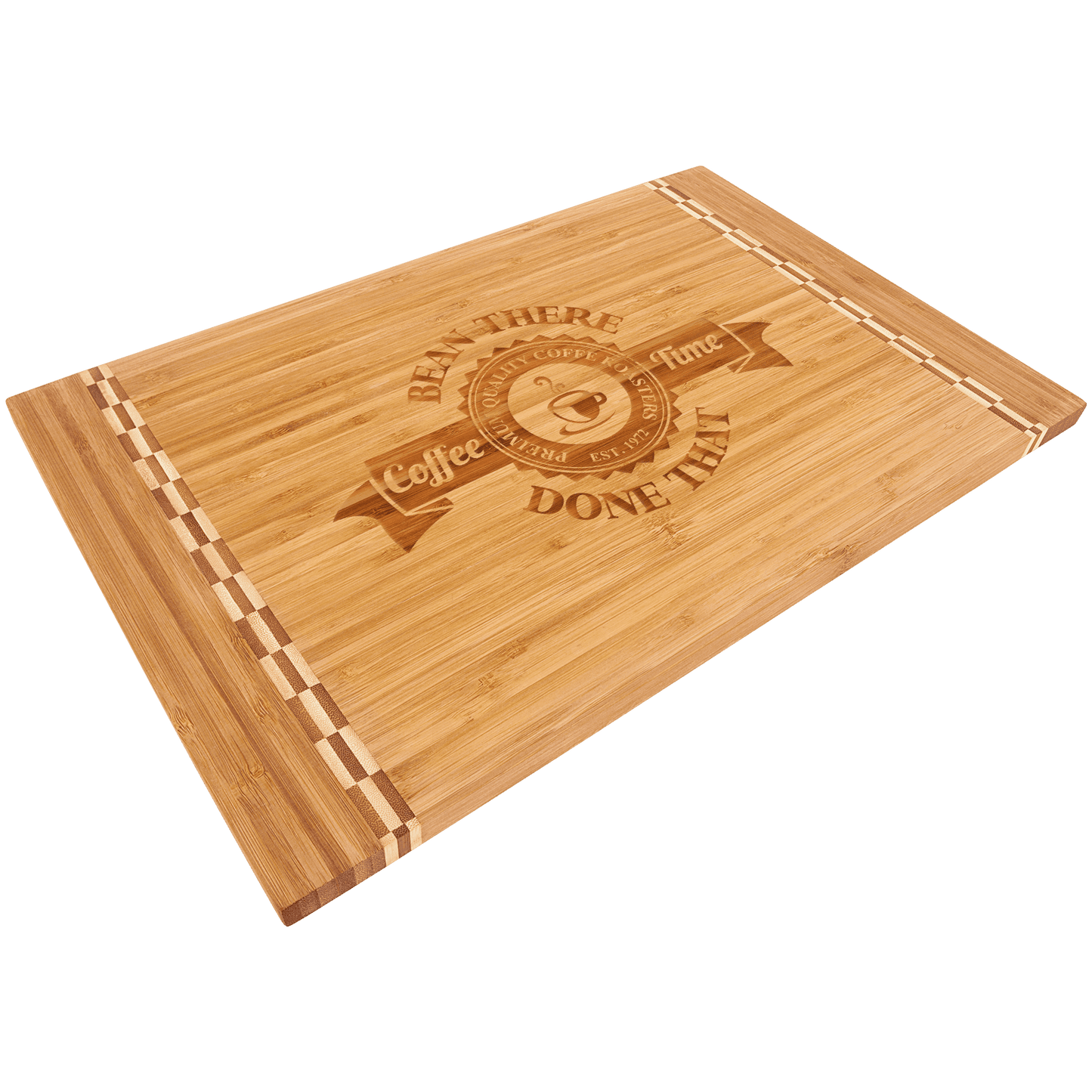 Monogrammed Bamboo Cutting Board with Butcher Block Inlay, 18 1/4" x 12"