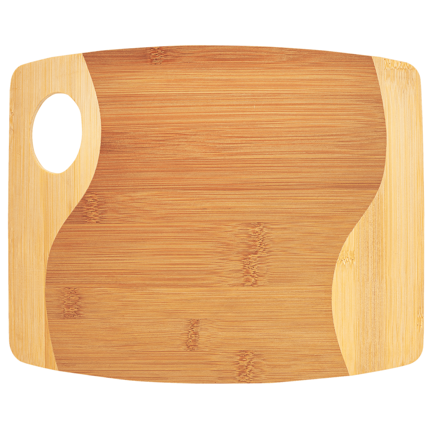 Recipe Cutting Board, 13 3/4" x 11" x 5/16" Bamboo Two Tone Cutting Board with Handle