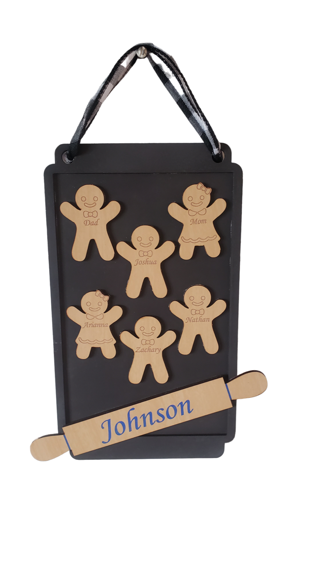 Gingerbread Cookie Family Christmas Wallhanging Sign, 10x8