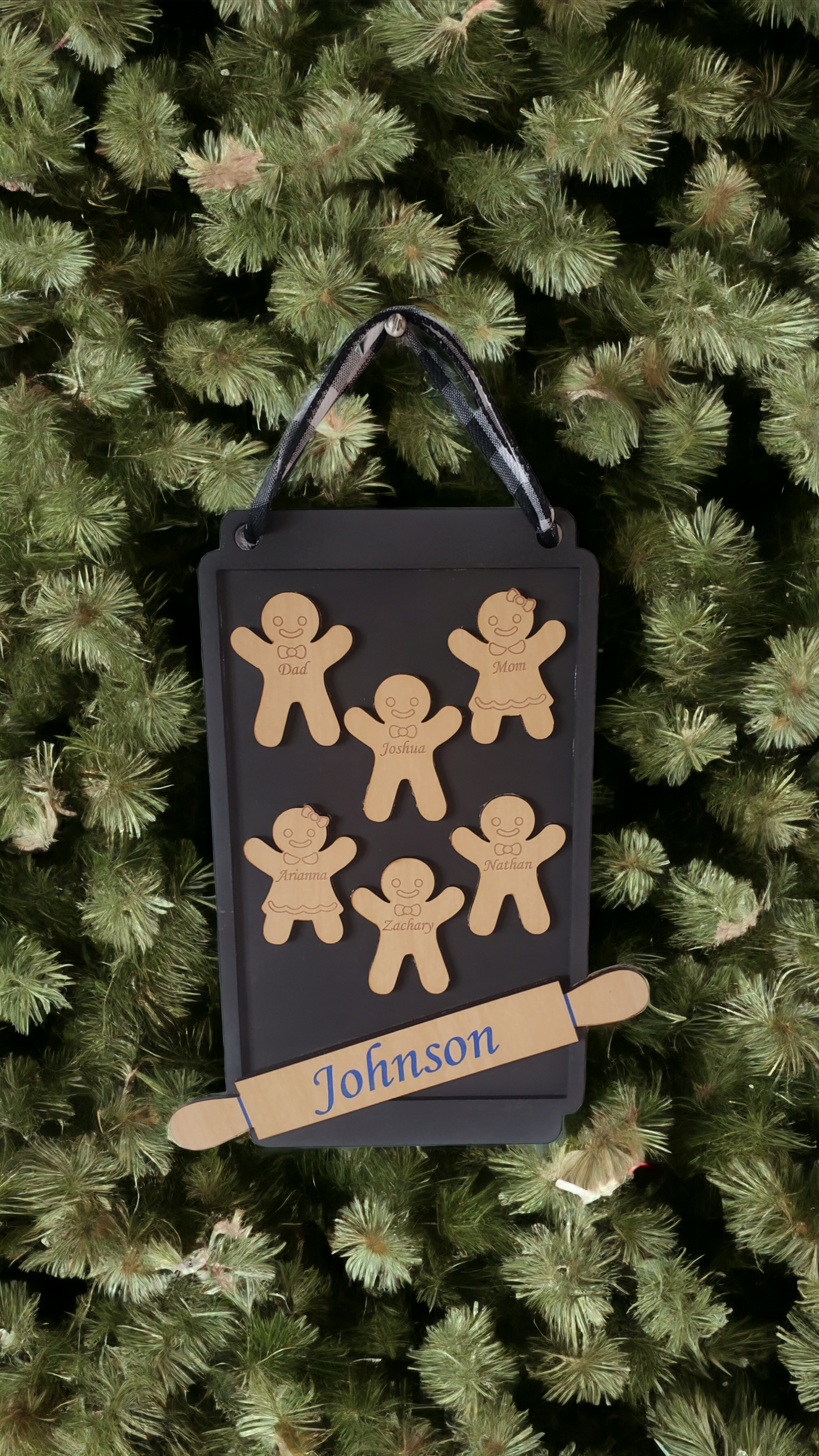 Gingerbread Cookie Family Christmas Wallhanging Sign, 10x8