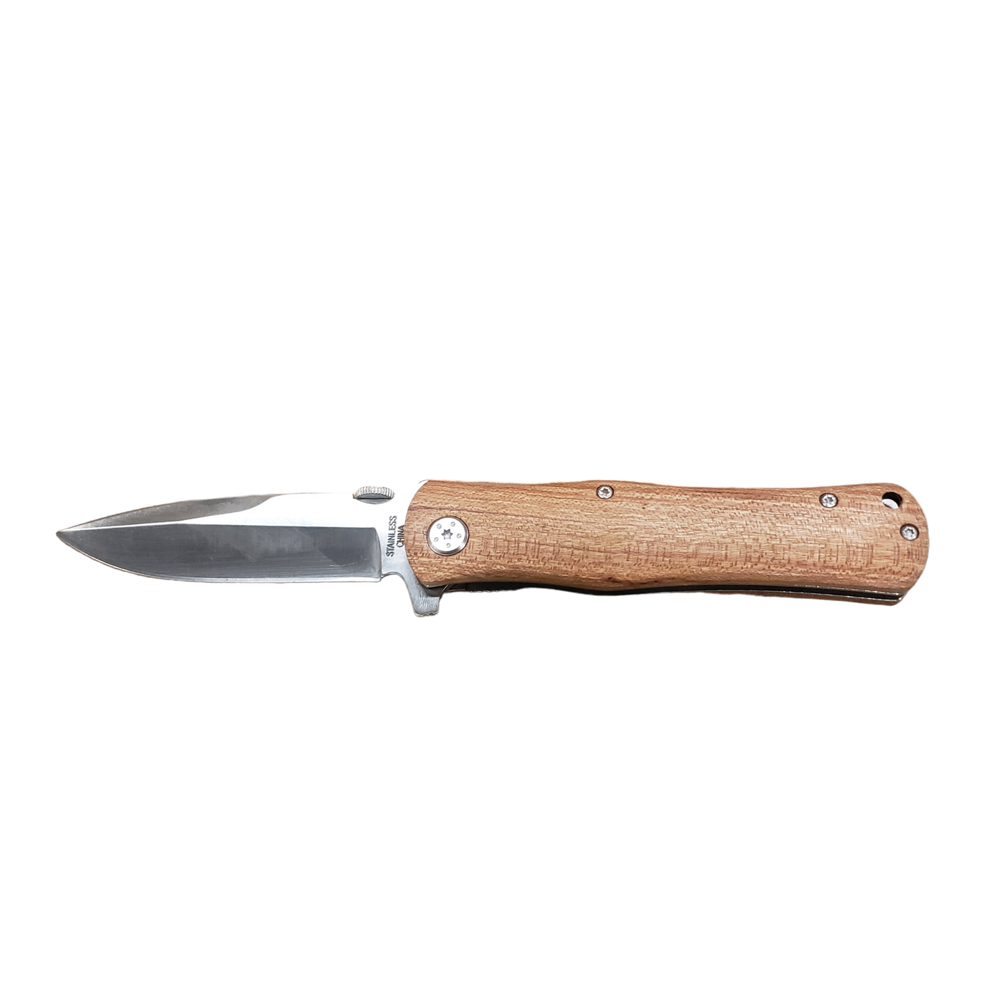 Personalized 4 1/2" Wood Handle Folding Pocket Knife