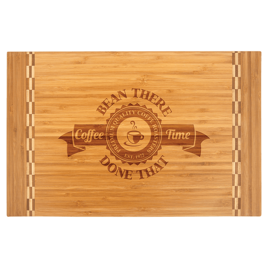 Monogrammed Bamboo Cutting Board with Butcher Block Inlay, 18 1/4" x 12"