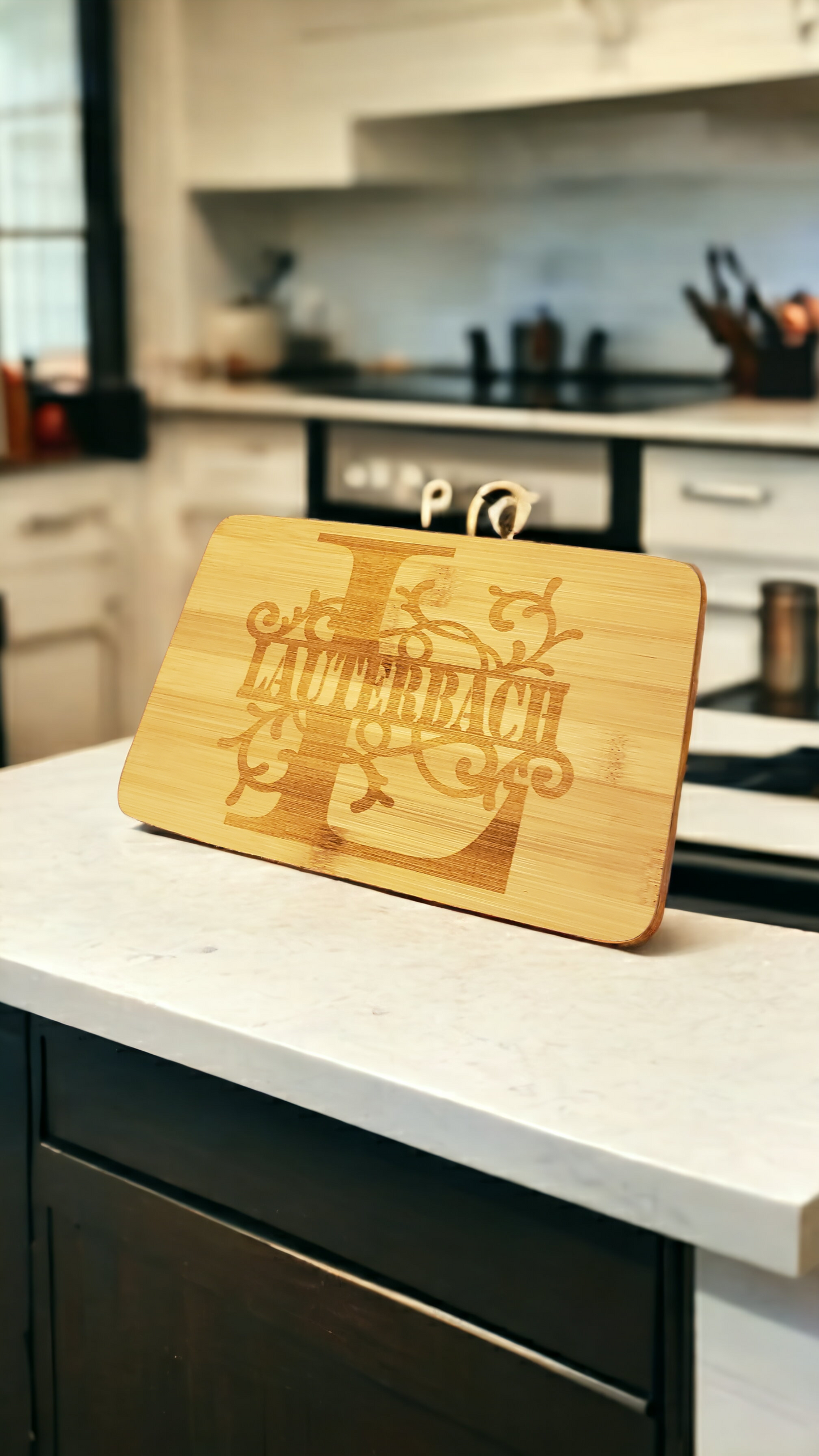 Monogrammed Mini Bamboo Cutting Board, 6 x 9 inches